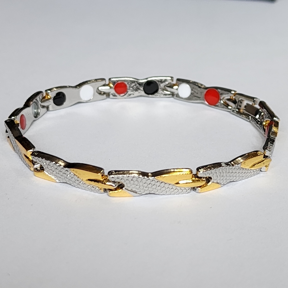 Unisex Gold & Silver Tone Magnetic Bracelet